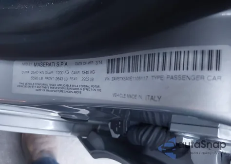 2014 Maserati Ghibli from USA, damaged, VIN ZAM57XSA0E1105117